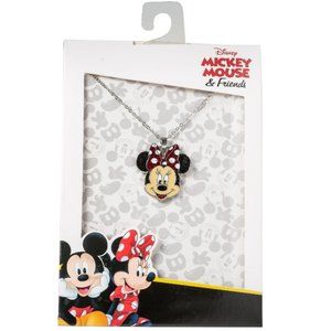 Minnie Mouse Glitter Bow Pendant 16" + 2" Chain